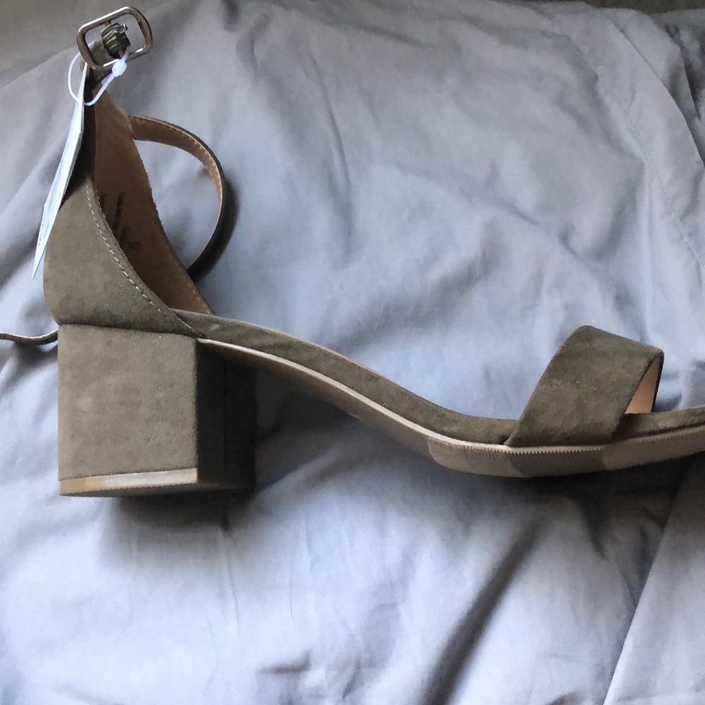 Olive green chunky heels